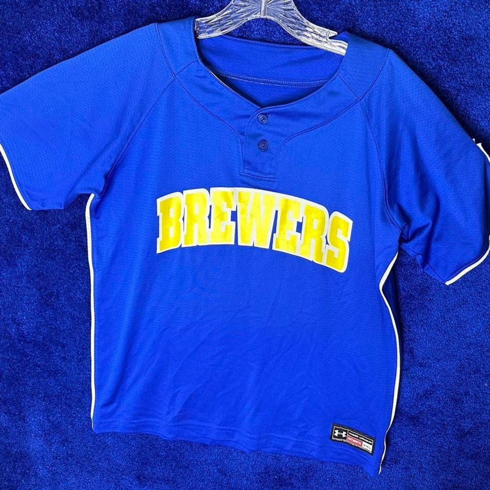 Blue and yellow Under Armour Brewers baseball‎ jersey #baseballjersey